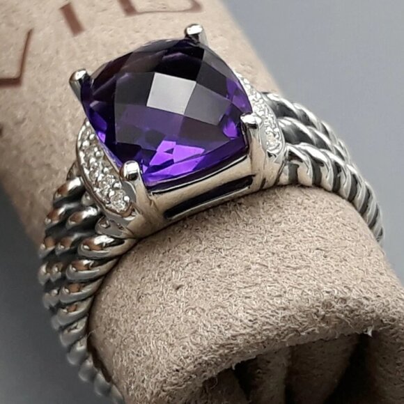 David Yurman Amethyst & Diamond Weaton Ring Sz 7 - Refurbished. - Picture 4 of 11